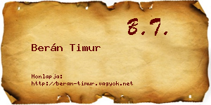 Berán Timur névjegykártya